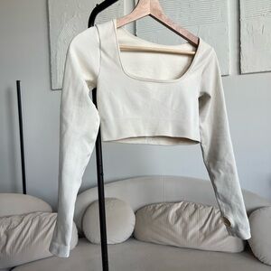 Athletic Cream Long Sleeve Crop Top